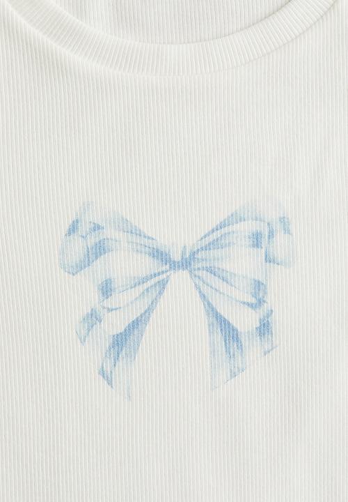 H&M - Print-motif cotton top - white bow