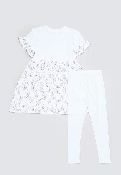 Pop Candy - Short dress with leggings - white/floral aop