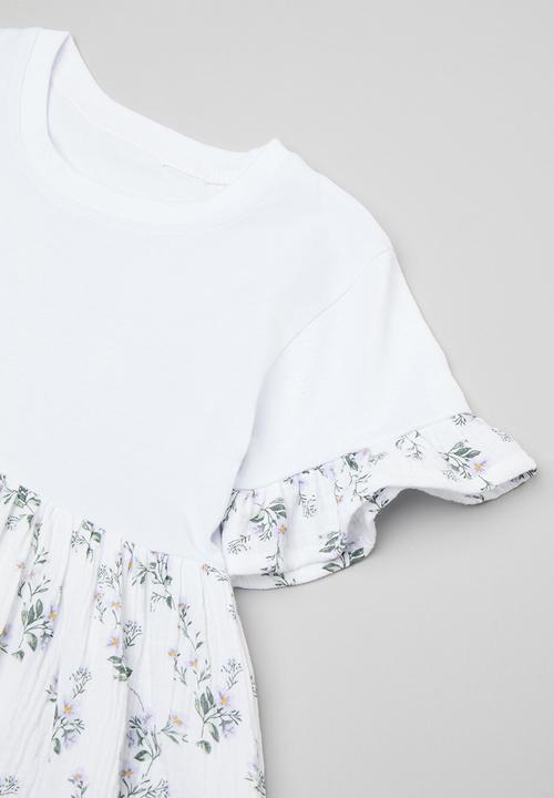 Pop Candy - Short dress with leggings - white/floral aop