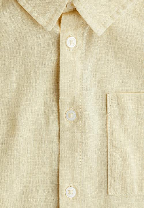 H&M - Short-sleeved linen-blend shirt - light yellow