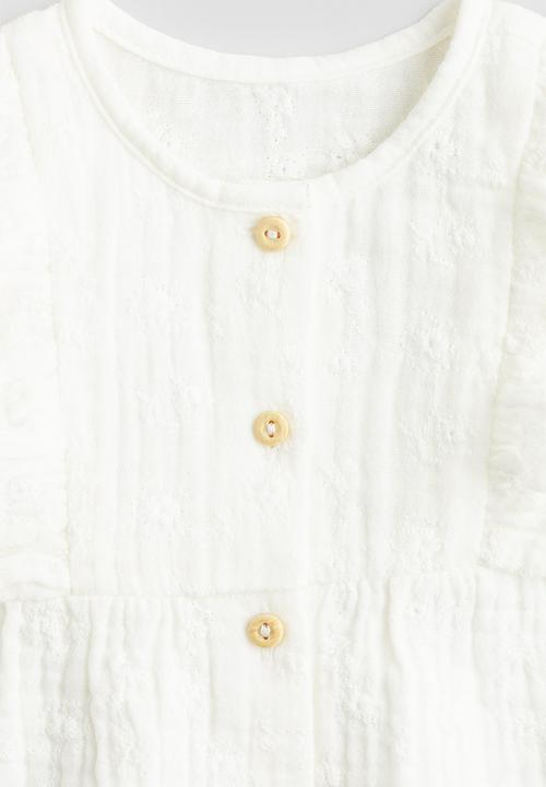 H&M - Cotton muslin romper suit - white
