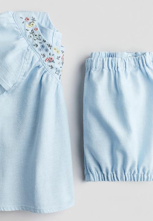 H&M - 2-Piece linen-blend set - light blue flowers