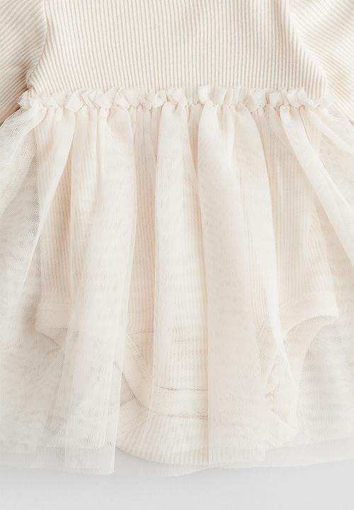 H&M - Tulle-skirt bodysuit dress - light beige 