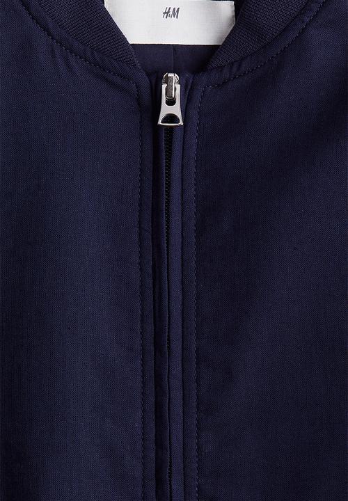 H&M - Linen-blend bomber jacket - navy blue
