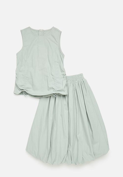 Pop Candy - Draw cord top & bubble skirt - calm green