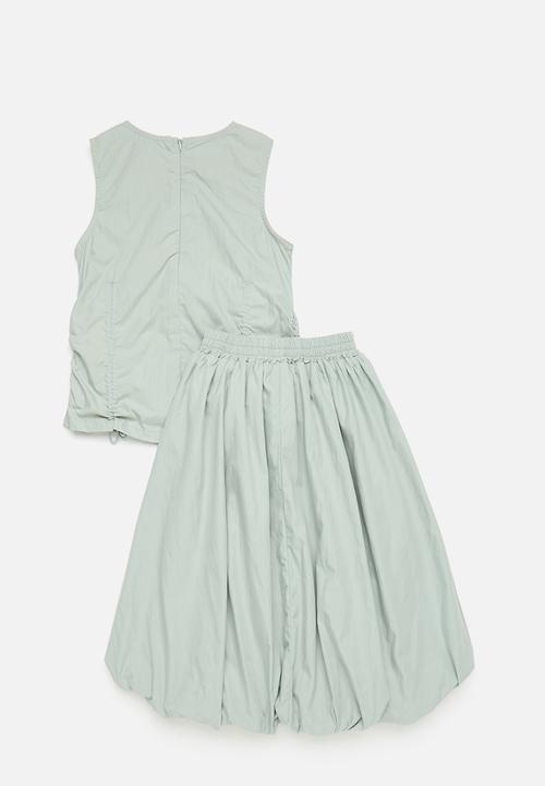 Pop Candy - Draw cord top & bubble skirt - calm green