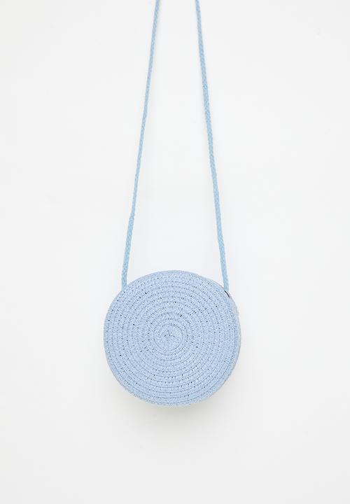 Pop Candy - Straw canteen bag with flower & shroom feature - light blue