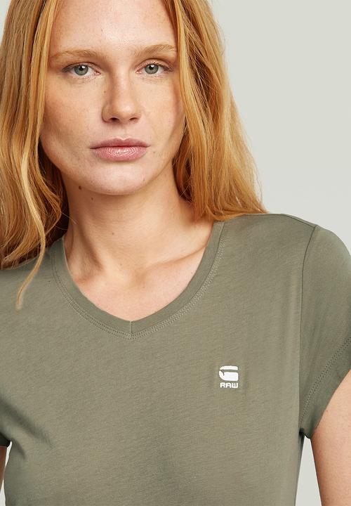 G-STAR - Eyben Slim V-Neck Top 2.0 Wmn - Shamrock