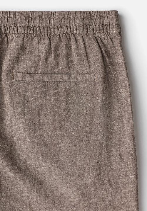 H&M - Regular fit linen-blend trousers - dark beige