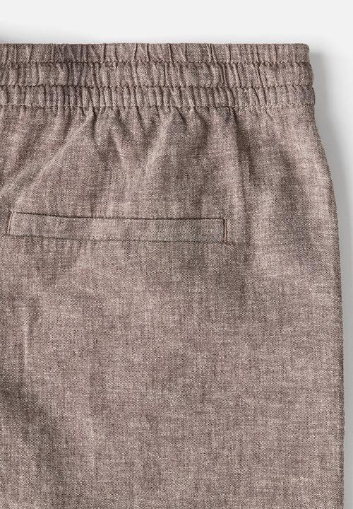 H&M - Regular fit linen-blend shorts - dark beige