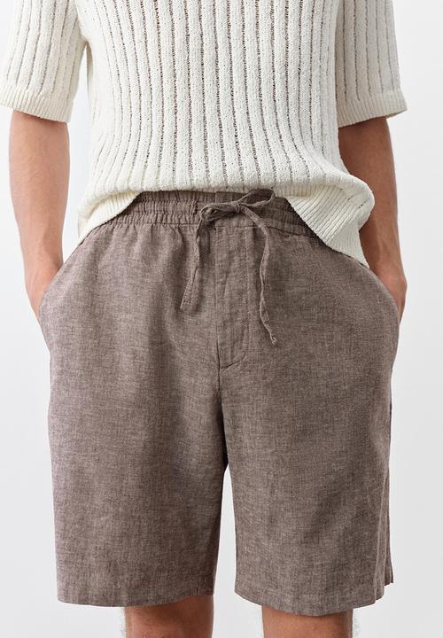 H&M - Regular fit linen-blend shorts - dark beige