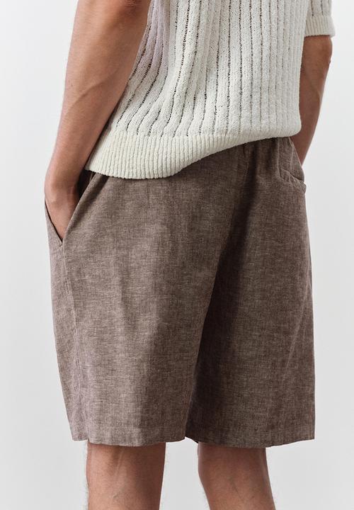 H&M - Regular fit linen-blend shorts - dark beige