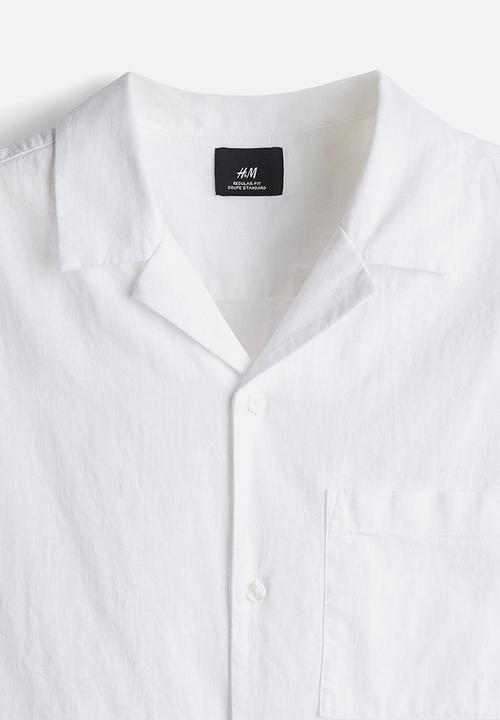 H&M - Regular fit short-sleeved linen-blend shirt - white