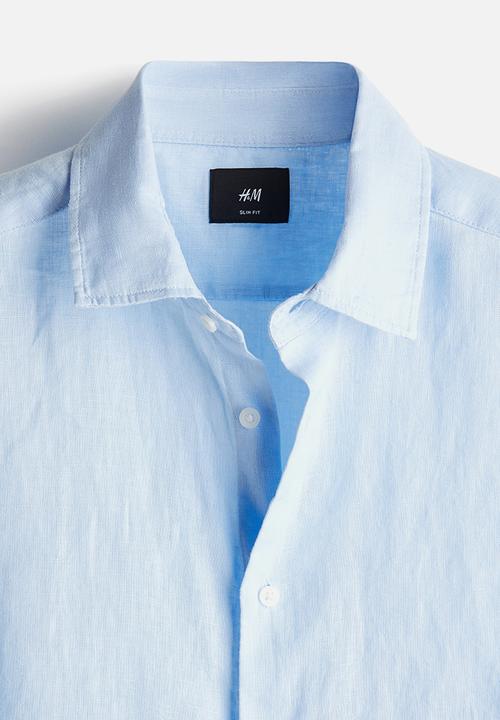 H&M - Slim fit linen shirt - light blue