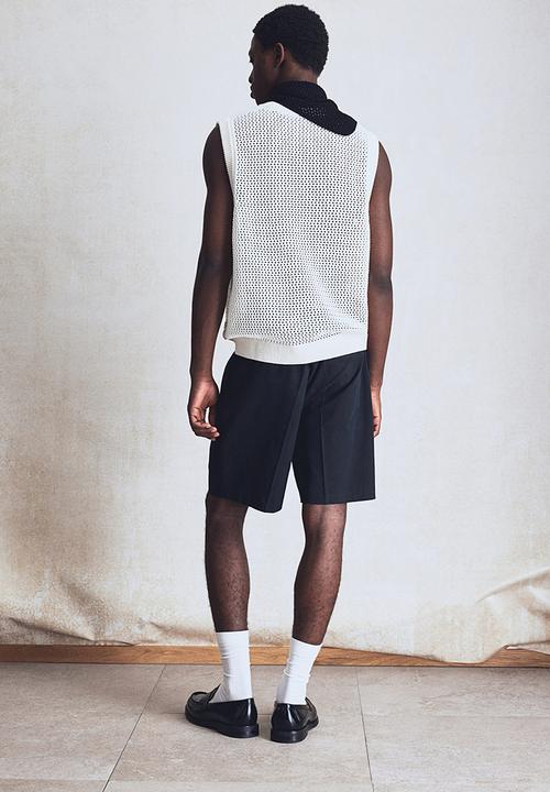 H&M - Regular fit pointelle-knit vest top - cream 