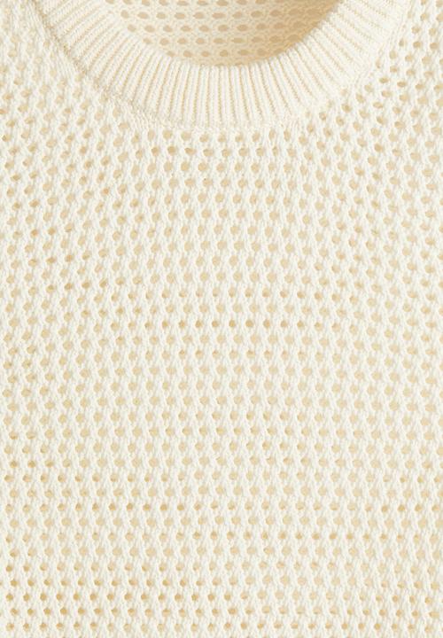 H&M - Regular fit pointelle-knit vest top - cream 