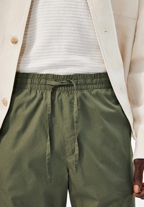 H&M - Relaxed fit poplin trousers - khaki green