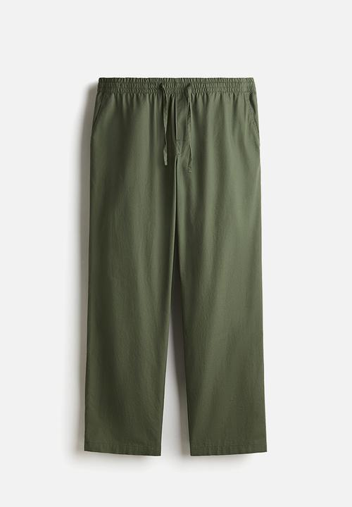 H&M - Relaxed fit poplin trousers - khaki green