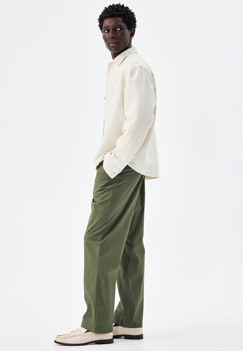 H&M - Relaxed fit poplin trousers - khaki green