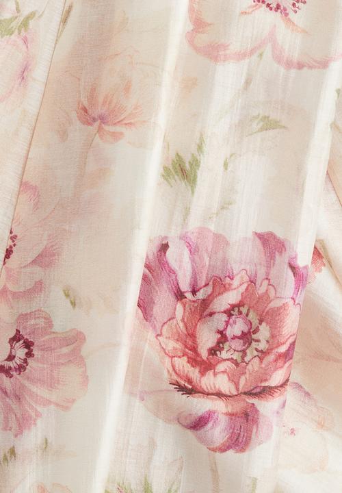 H&M - Voluminous maxi skirt - cream & pink floral
