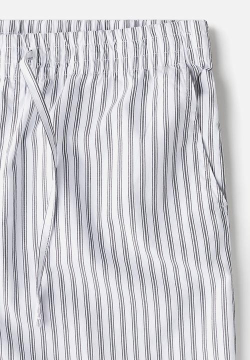H&M - Relaxed fit poplin trousers -  white/green striped