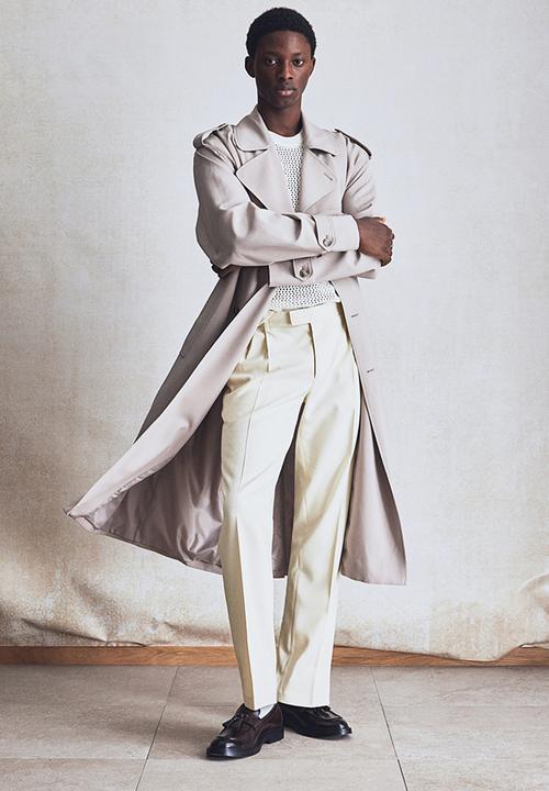 H&M - Regular fit tailored linen-blend trousers - light beige