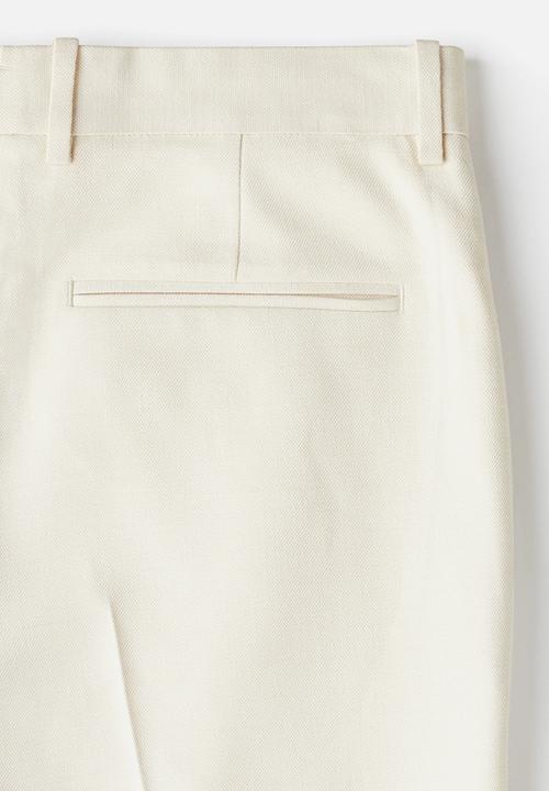 H&M - Regular fit tailored linen-blend trousers - light beige