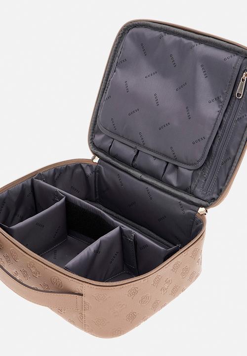 GUESS - WILDER COSMETIC ORGANIZER CASE -  DARK TAUPE LOGO