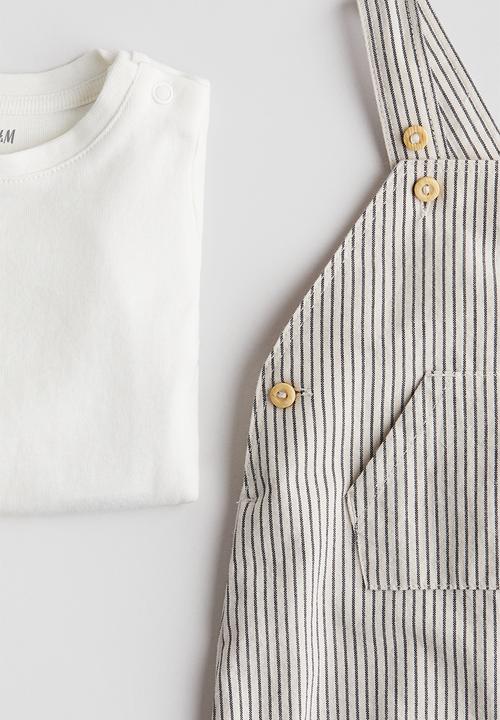 H&M - 2-Piece cotton set - light beige/striped