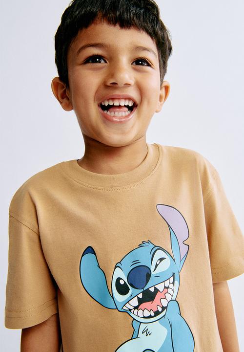 H&M - Printed T-shirt - dark beige/lilo & stitch