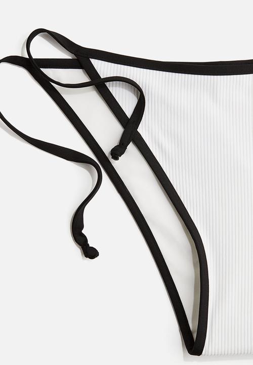 H&M - Tie tanga bikini bottoms - white/black