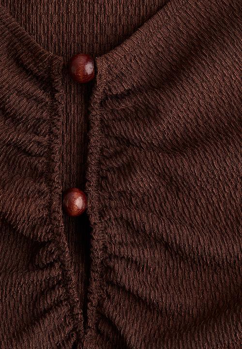H&M - Bead-detail ruched top - dark brown