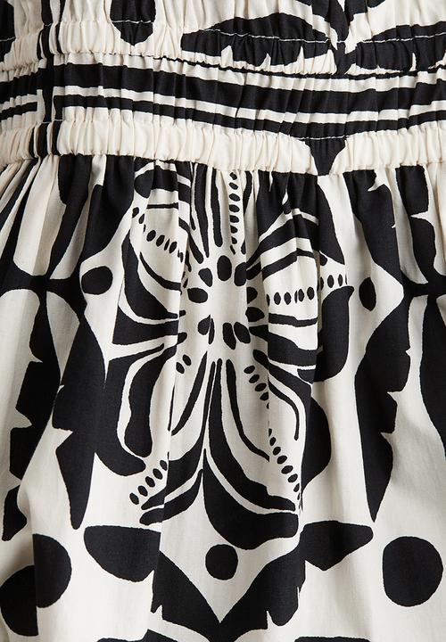 H&M - Cotton dress - cream & black patterned