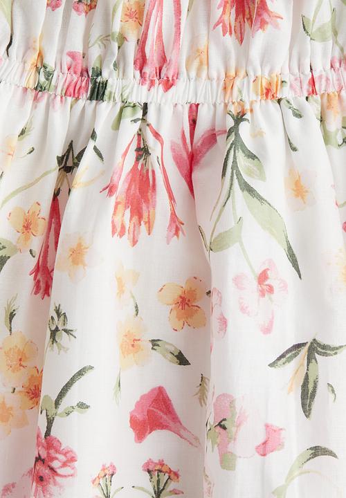 H&M - Bubble-hem cotton dress - white & floral