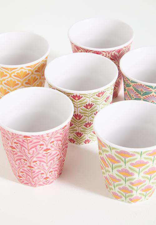 H&S - Flora melamine cups set of 6 - multi