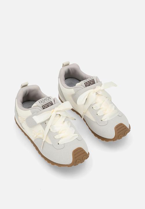 Pop Candy - Silk ribbon sneakers with mini bows - light grey/cream