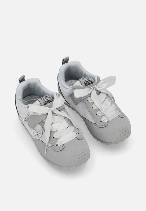 Pop Candy - Silk ribbon sneakers with mini bows - grey/silver