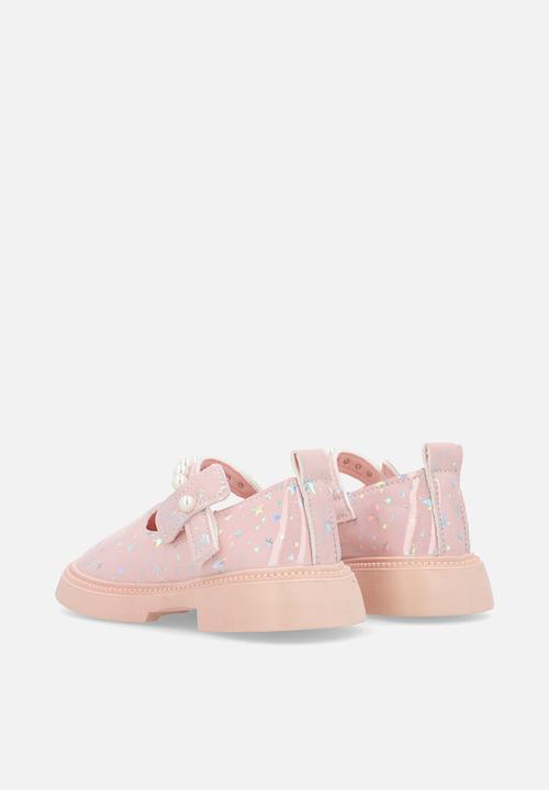 Pop Candy - Mary Janes with pearl studded strap - pink/stars multi