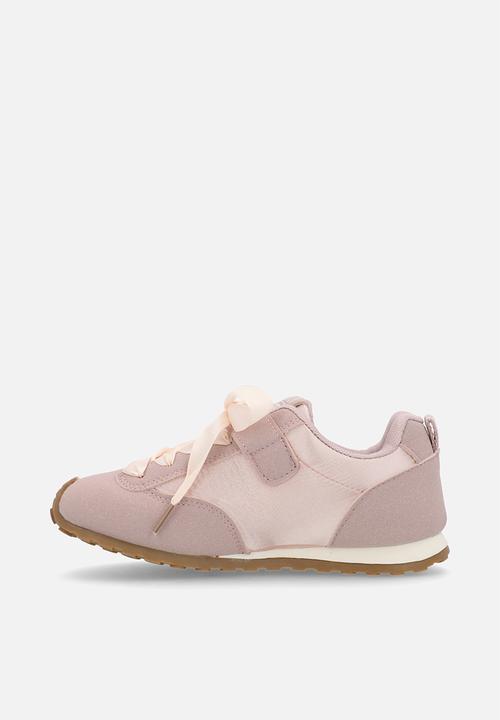 Pop Candy - Silk ribbon sneakers with mini bows - mauve/pink peach