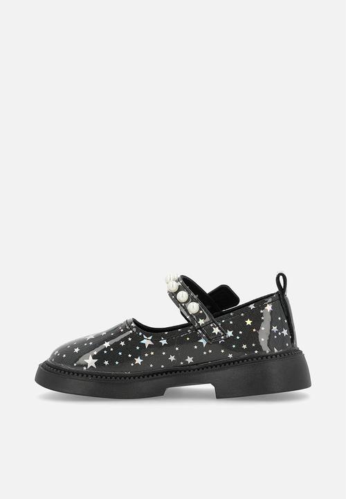 Pop Candy - Glossy Mary Janes - black/stars aop