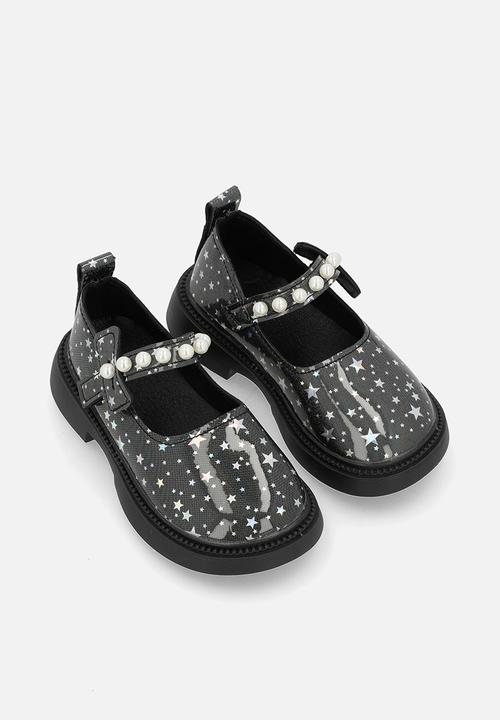 Pop Candy - Glossy Mary Janes - black/stars aop