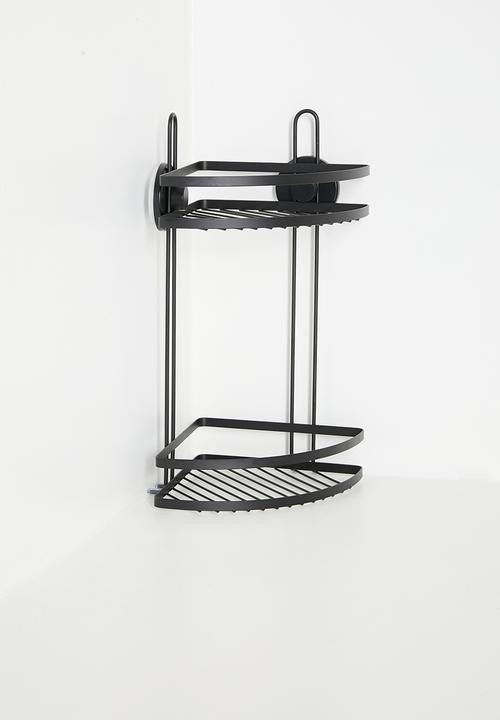 Bathroom Solutions - Suction double corner shelf - black