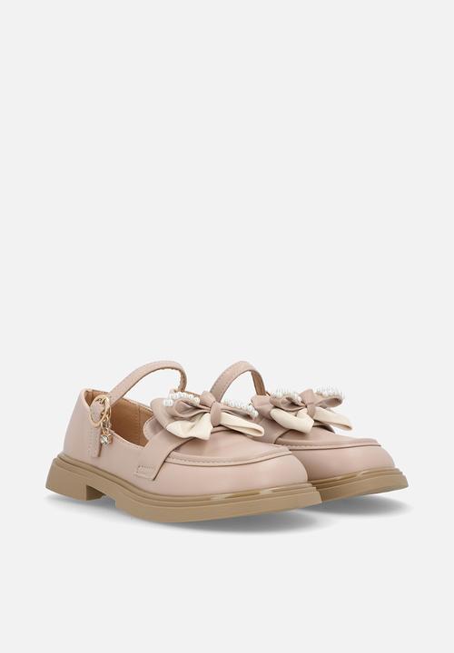 Pop Candy - Mary jane loafer with two-tone bow - dusty pink