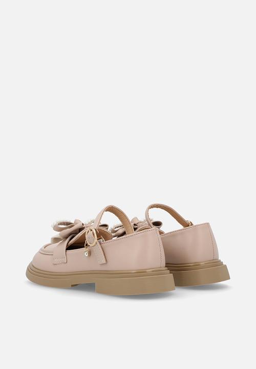 Pop Candy - Mary jane loafer with two-tone bow - dusty pink