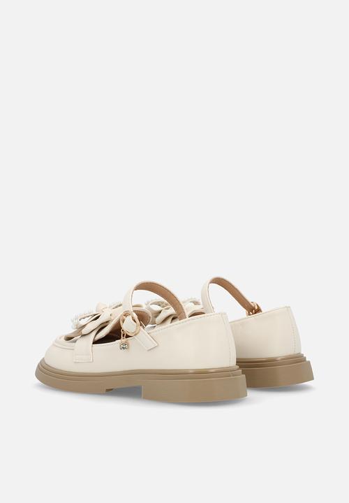 Pop Candy - Mary jane loafer with two-tone bow - cream/beige