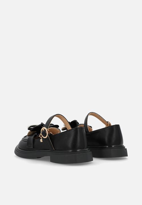Pop Candy - Mary jane loafer with two-tone bow - black/beige