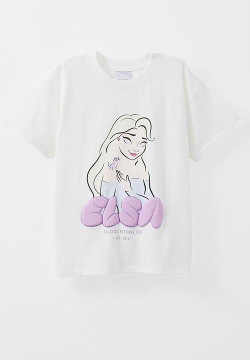 Cotton On - License drop shoulder short sleeve tee - lcn dis elsa/vanilla