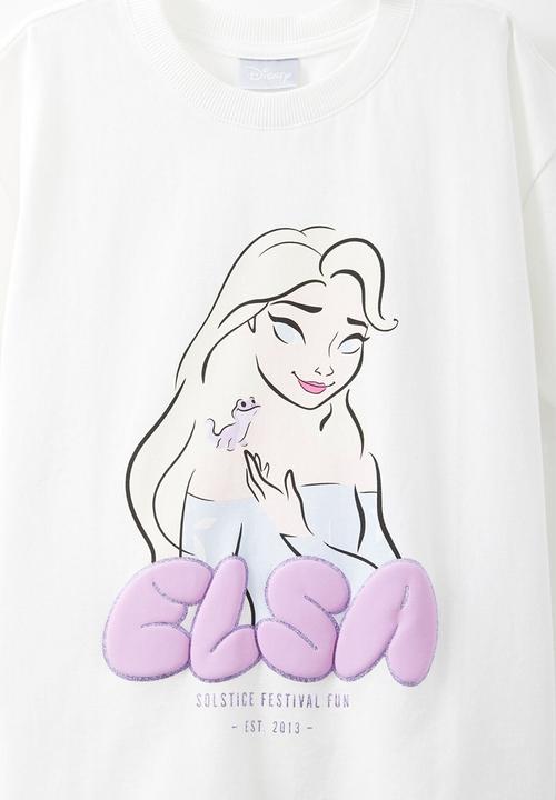 Cotton On - License drop shoulder short sleeve tee - lcn dis elsa/vanilla