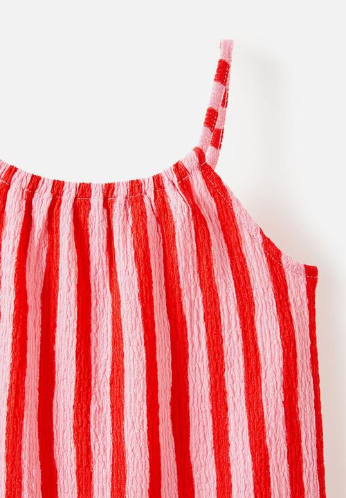 Cotton On - Hallie tiered dress - varsity red/marshmallow stripe