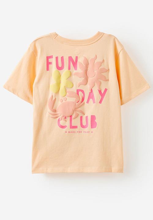 Cotton On - Poppy oversize graphic print tee - pale peach/fun day club